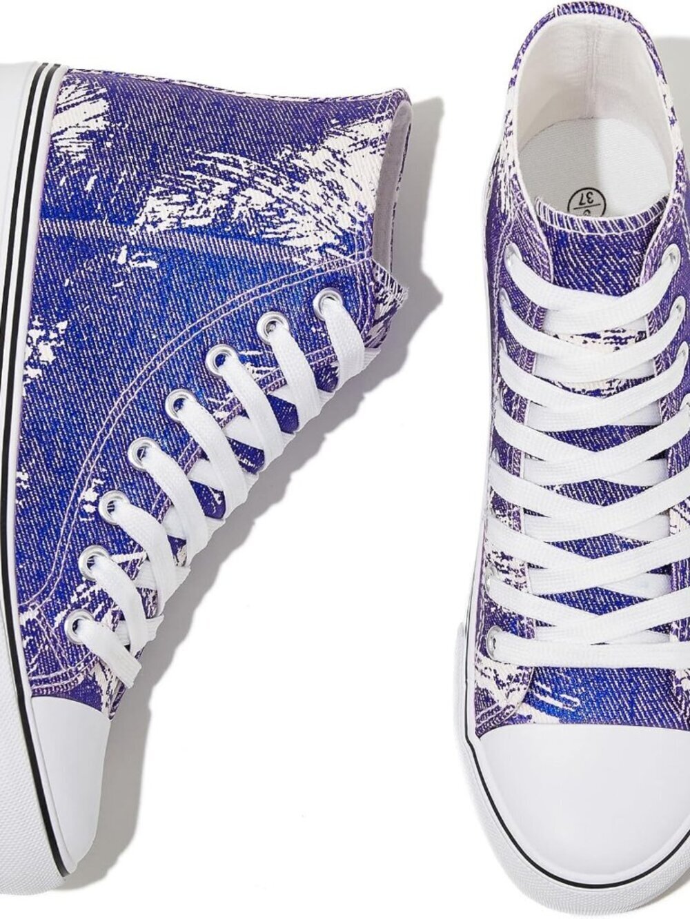 Women's  Blue Purple High Top Lace up Casual Comfortable Canvas Sneakers